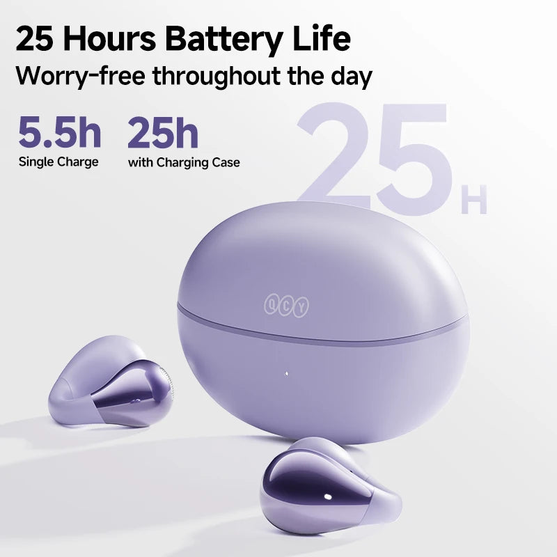 QCY Crossky C30 Bluetooth 5.4, Ear Clip Earbuds- Open- Ear, Dual-Connection