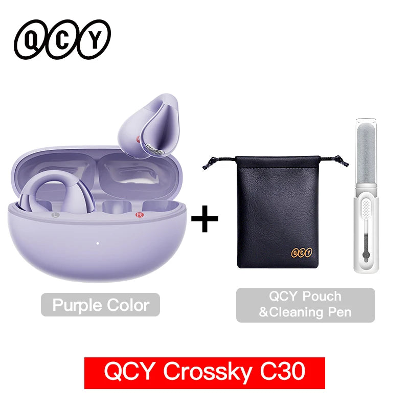 QCY Crossky C30 Bluetooth 5.4, Ear Clip Earbuds- Open- Ear, Dual-Connection