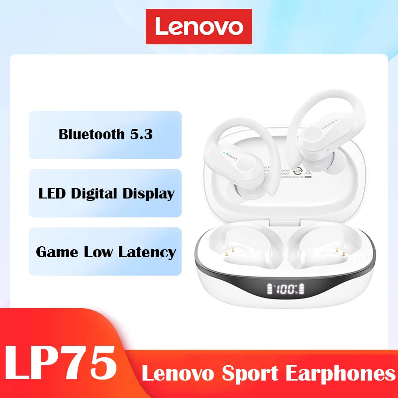 Lenovo LP75 TWS Sports Earphones Bluetooth 5.3, Waterproof HiFi Stereo Noise Reduction