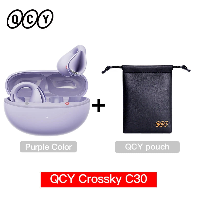 QCY Crossky C30 Bluetooth 5.4, Ear Clip Earbuds- Open- Ear, Dual-Connection