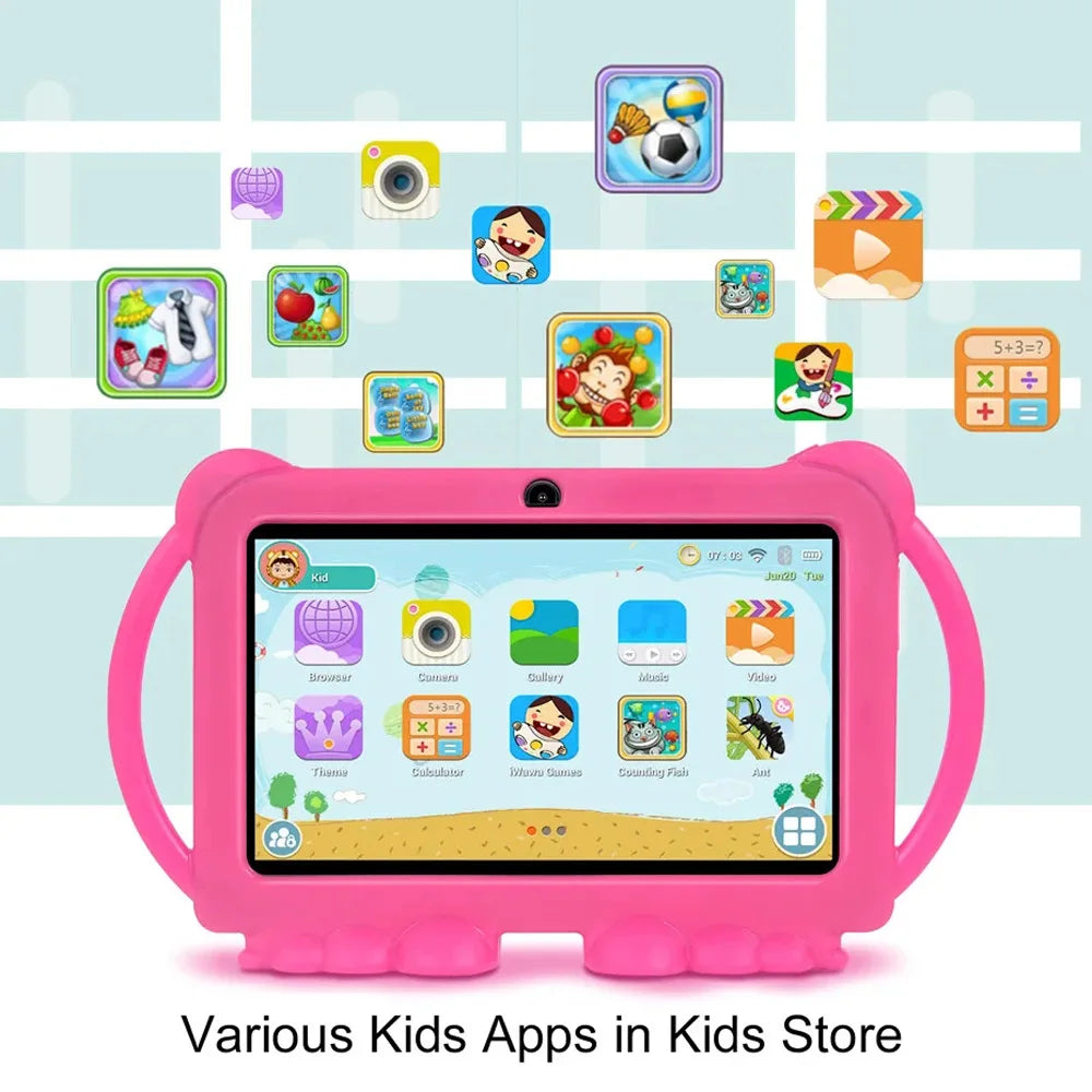 New 5G WIFI 7-inch Children's Tablet 4GB+64GB ROM Mini Pad Quad Core Dual Cameras, Kids-Proof protective Case Tablets Android 13