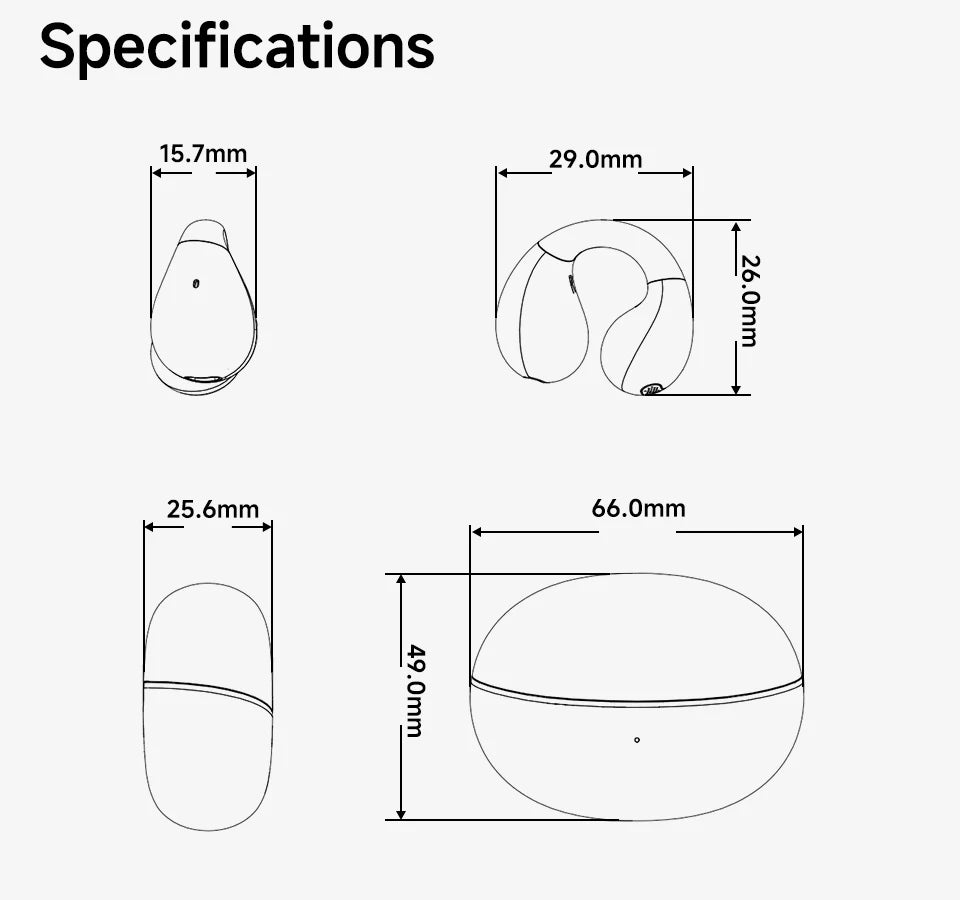 QCY Crossky C30 Bluetooth 5.4, Ear Clip Earbuds- Open- Ear, Dual-Connection
