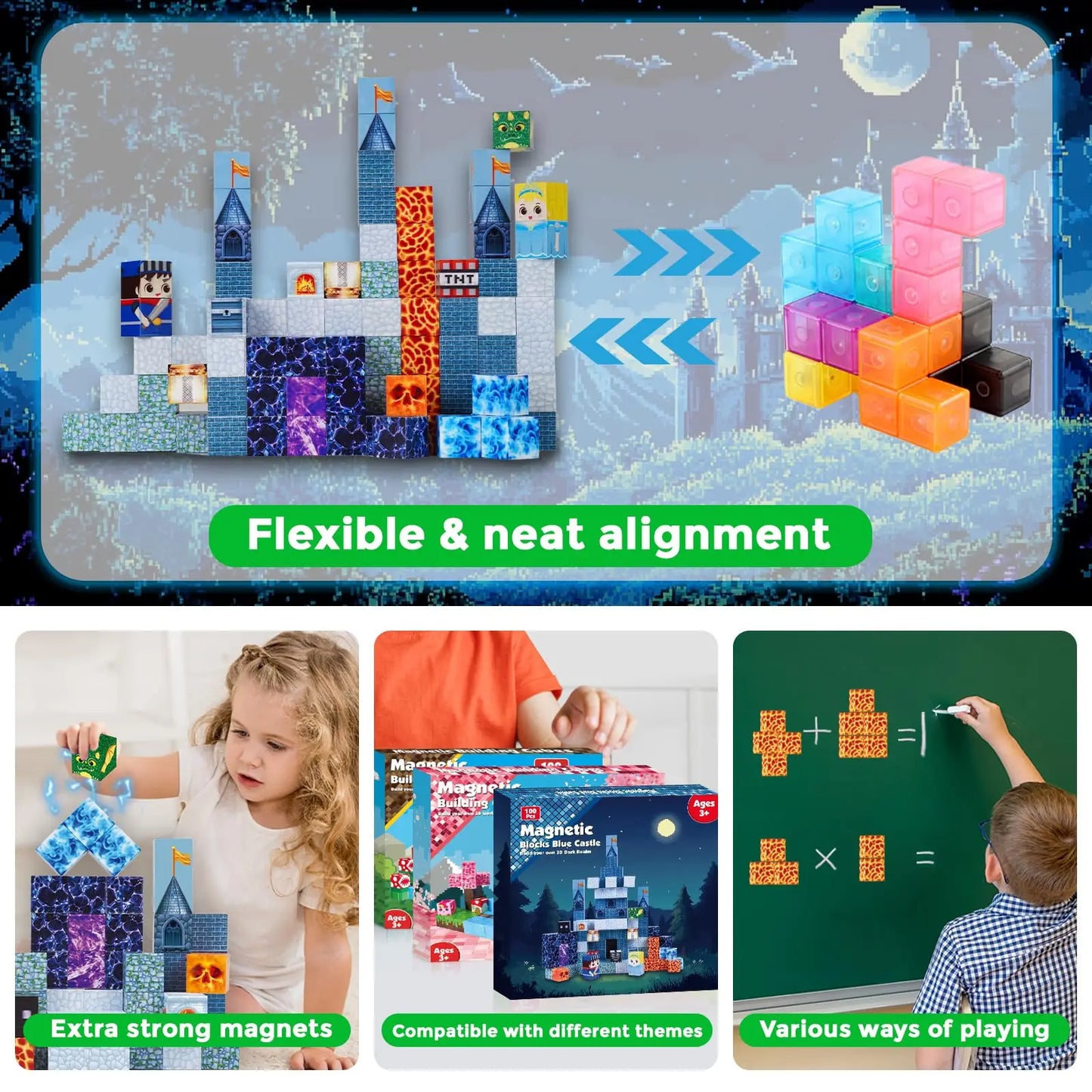 Magnetic Blocks Sensory Play Constructor Set for Kids, Children Perfect Gifts