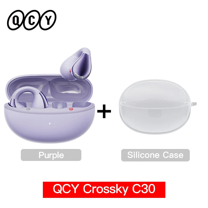 QCY Crossky C30 Bluetooth 5.4, Ear Clip Earbuds- Open- Ear, Dual-Connection