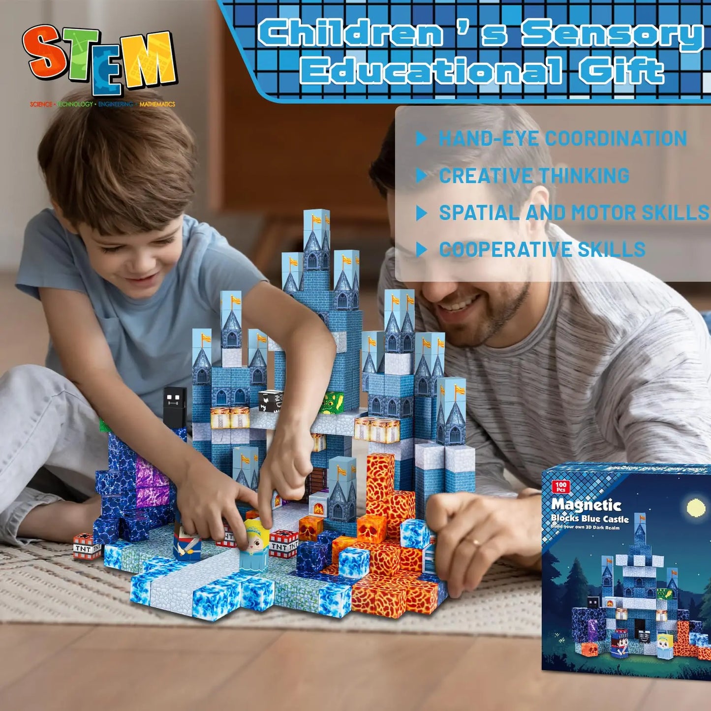 Magnetic Blocks Sensory Play Constructor Set for Kids, Children Perfect Gifts