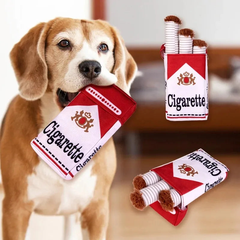 Cigarette Interactive Giggles Dog Toys, Funny Plush Chewing Toy with Squeaking Sound ,Dog Toy Box Gift