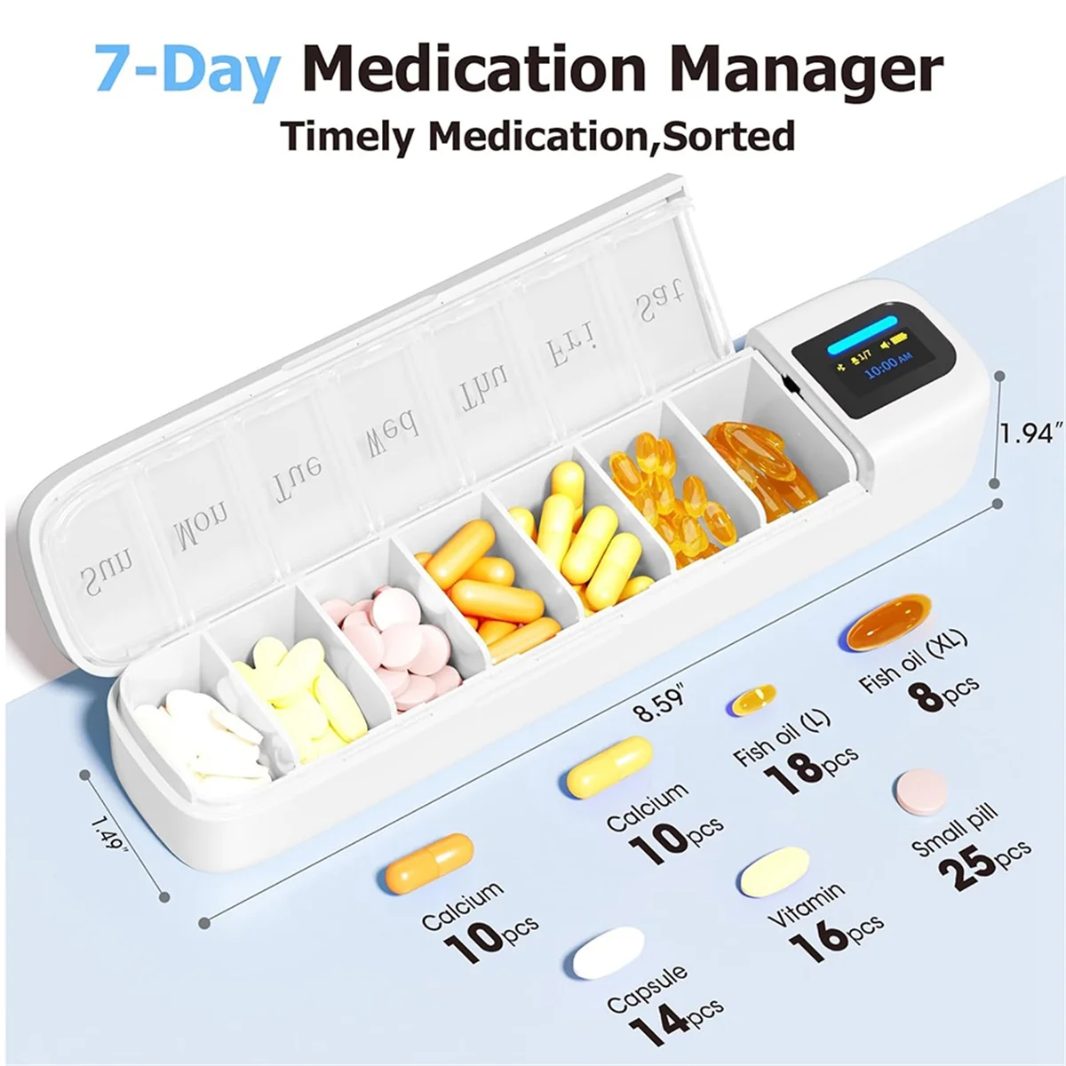 Smart Pill Organizer 7-Day Bluetooth Reminder with App & Alarm