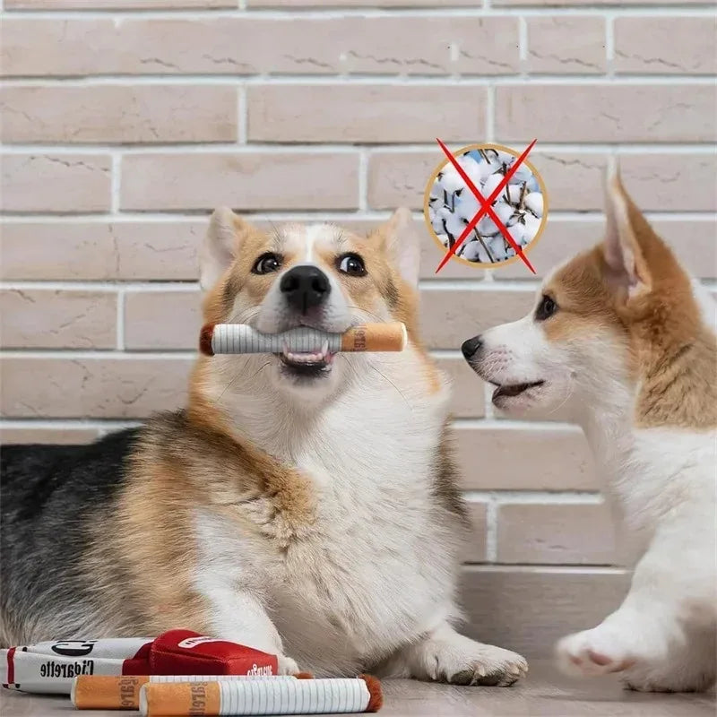 Cigarette Interactive Giggles Dog Toys, Funny Plush Chewing Toy with Squeaking Sound ,Dog Toy Box Gift