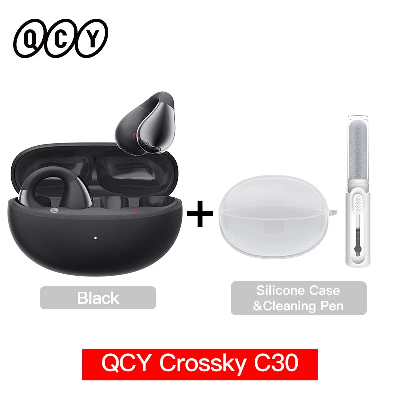 QCY Crossky C30 Bluetooth 5.4, Ear Clip Earbuds- Open- Ear, Dual-Connection