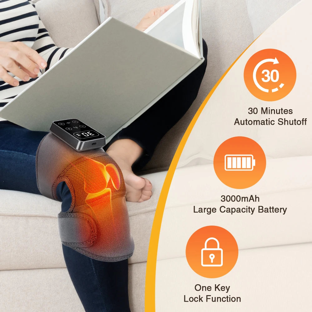 Rechargeable Heated and Vibration Knee Massager Electric 5 Levels Pad