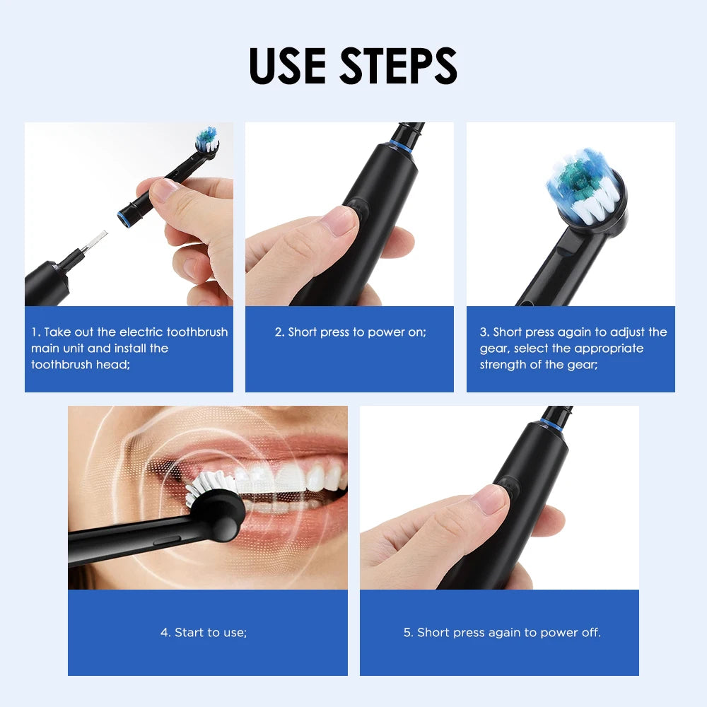 4 Brush Heads Rotating Electric Toothbrush with Holder for Adults Smart Timer Deep Clean with Rechargeable Tooth Brush