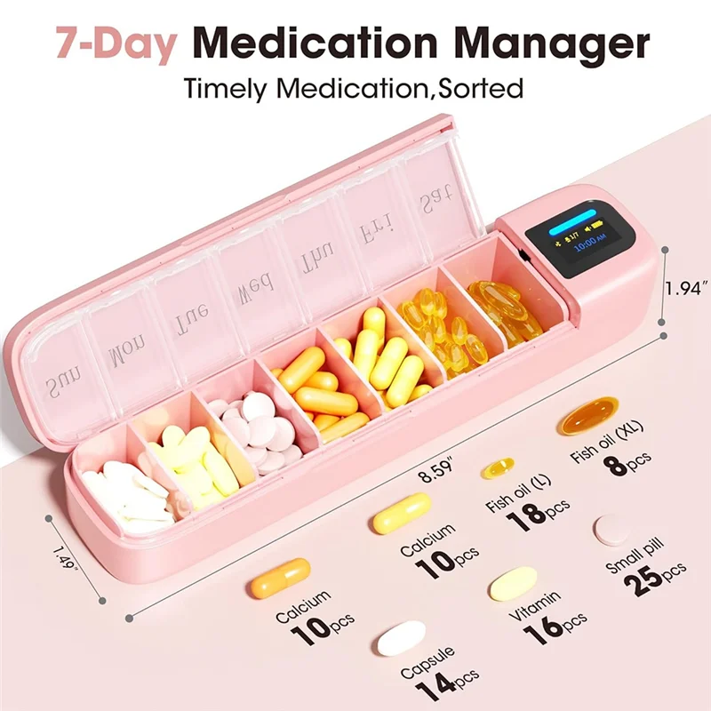 Smart Pill Organizer 7-Day Bluetooth Reminder with App & Alarm