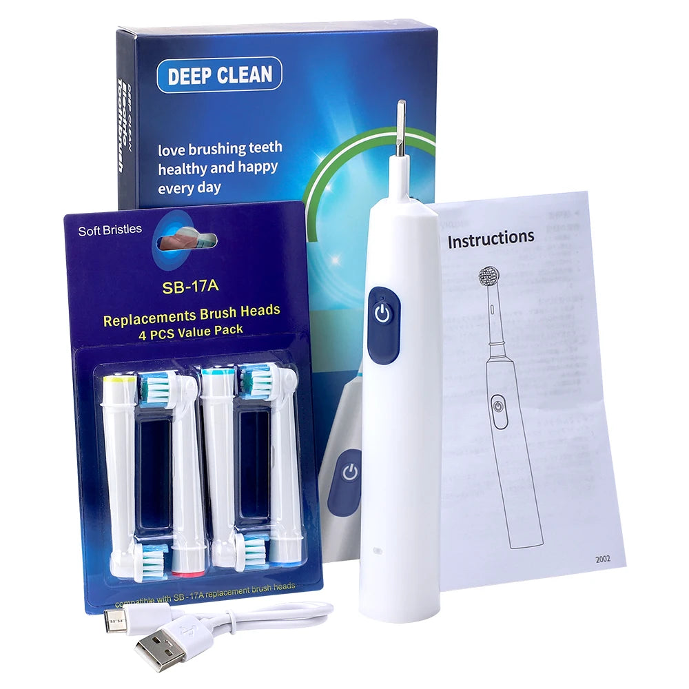 4 Brush Heads Rotating Electric Toothbrush with Holder for Adults Smart Timer Deep Clean with Rechargeable Tooth Brush