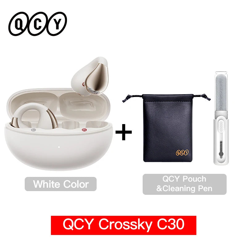 QCY Crossky C30 Bluetooth 5.4, Ear Clip Earbuds- Open- Ear, Dual-Connection