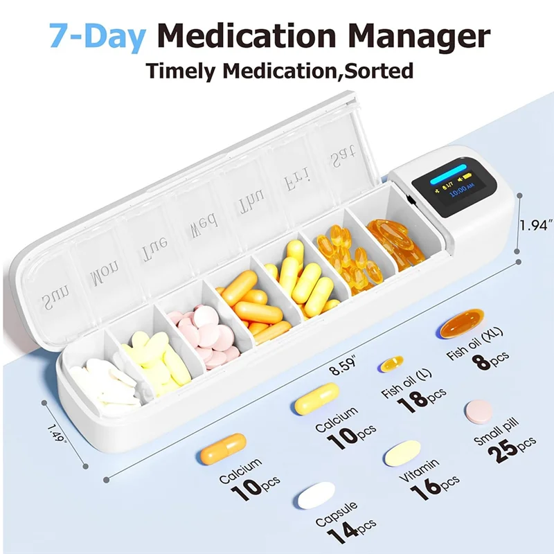 Smart Pill Organizer 7-Day Bluetooth Reminder with App & Alarm