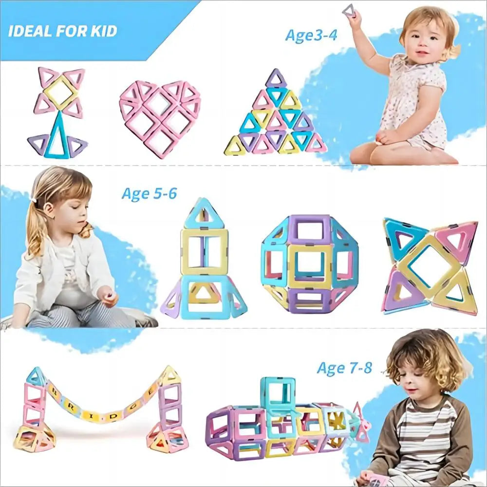 Magblock 90pcs Magnetic Building Blocks Set, Magnetic Tiles Construction Toys for 3-8 Years Kids, Educational Learning Toys Gifts
