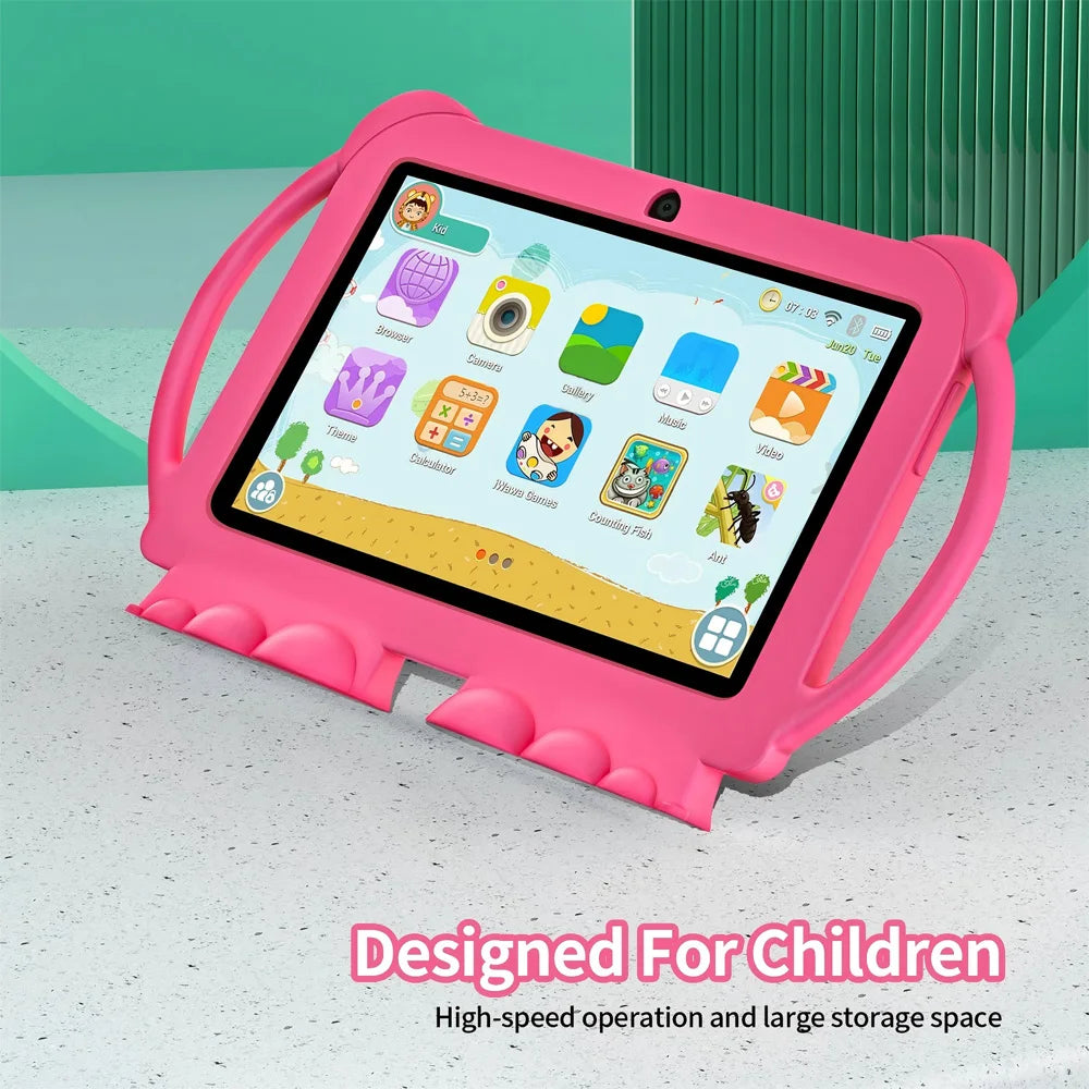 New 5G WIFI 7-inch Children's Tablet 4GB+64GB ROM Mini Pad Quad Core Dual Cameras, Kids-Proof protective Case Tablets Android 13