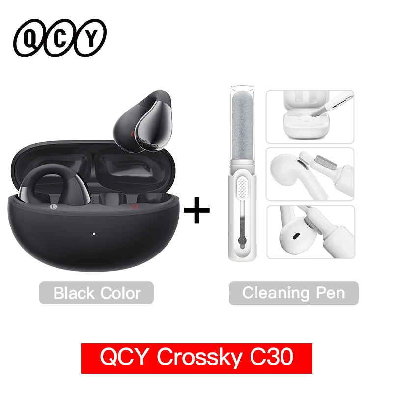 QCY Crossky C30 Bluetooth 5.4, Ear Clip Earbuds- Open- Ear, Dual-Connection
