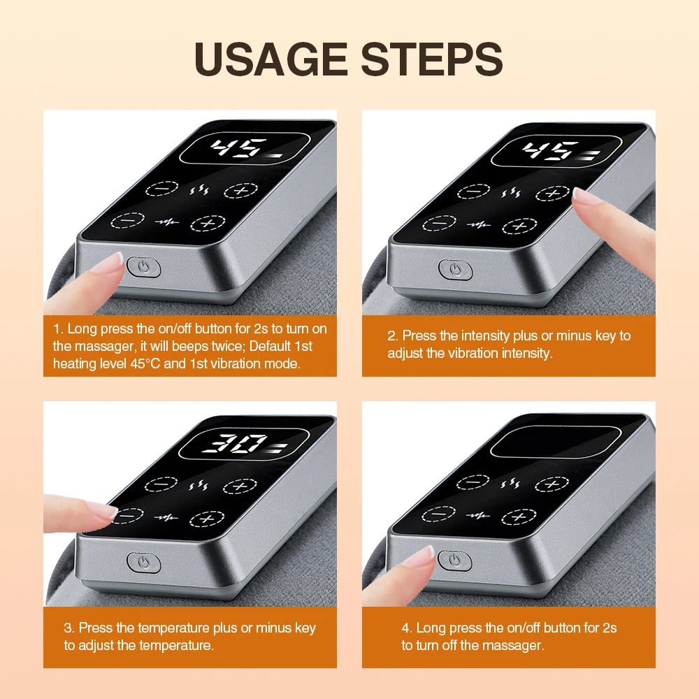 Rechargeable Heated and Vibration Knee Massager Electric 5 Levels Pad