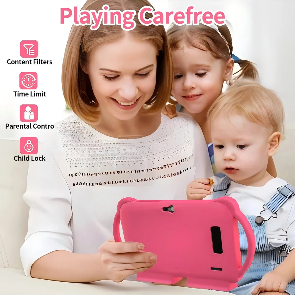 New 5G WIFI 7-inch Children's Tablet 4GB+64GB ROM Mini Pad Quad Core Dual Cameras, Kids-Proof protective Case Tablets Android 13