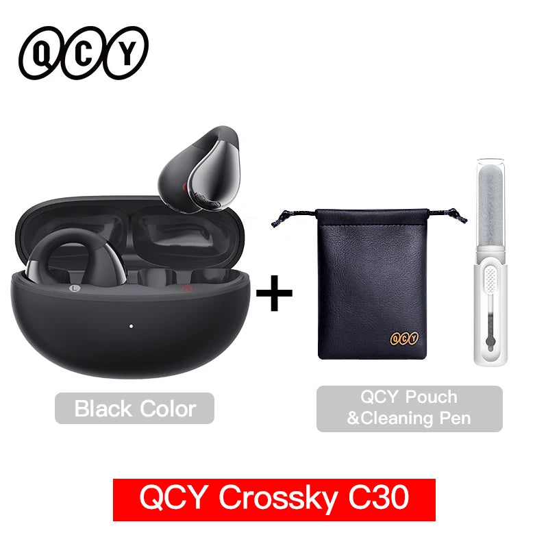 QCY Crossky C30 Bluetooth 5.4, Ear Clip Earbuds- Open- Ear, Dual-Connection
