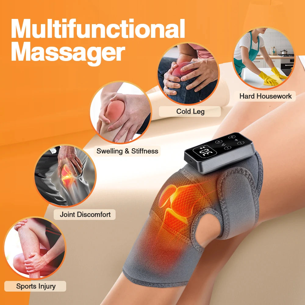 Rechargeable Heated and Vibration Knee Massager Electric 5 Levels Pad