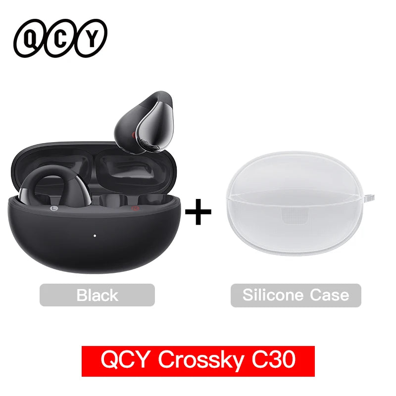 QCY Crossky C30 Bluetooth 5.4, Ear Clip Earbuds- Open- Ear, Dual-Connection
