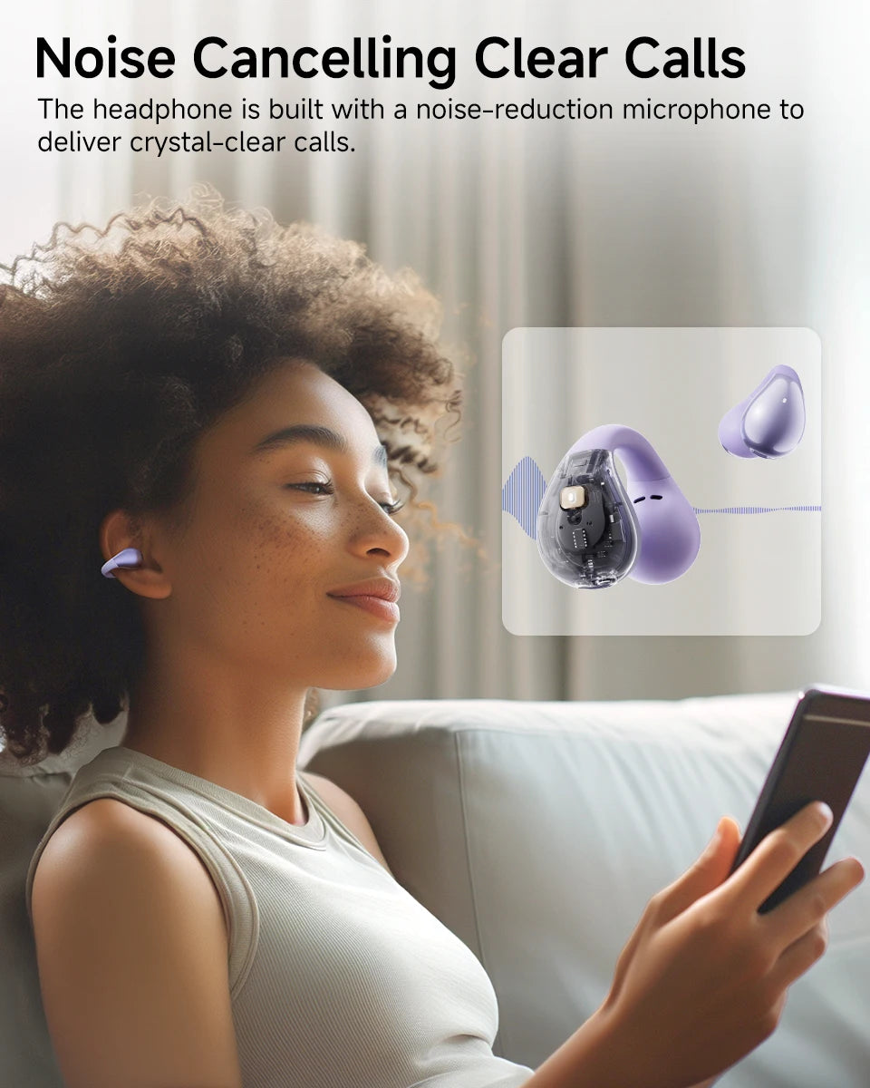 QCY Crossky C30 Bluetooth 5.4, Ear Clip Earbuds- Open- Ear, Dual-Connection