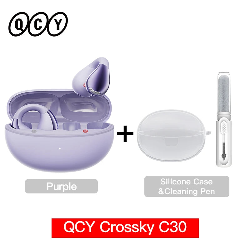 QCY Crossky C30 Bluetooth 5.4, Ear Clip Earbuds- Open- Ear, Dual-Connection