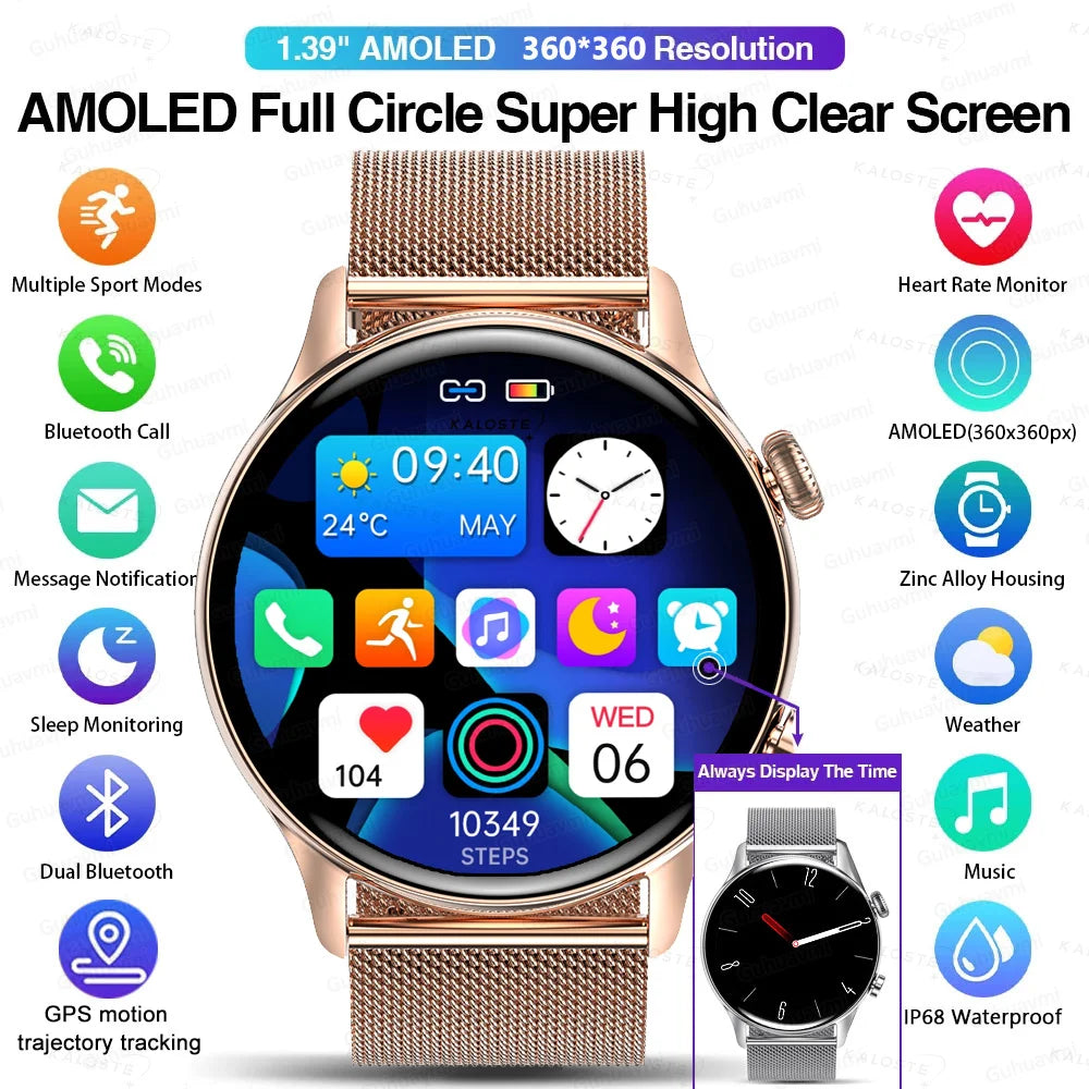 2025 New Smartwatch Men & Women AMOLED HD Screen Bluetooth Call IP68 Waterproof GPS For Android, IOS