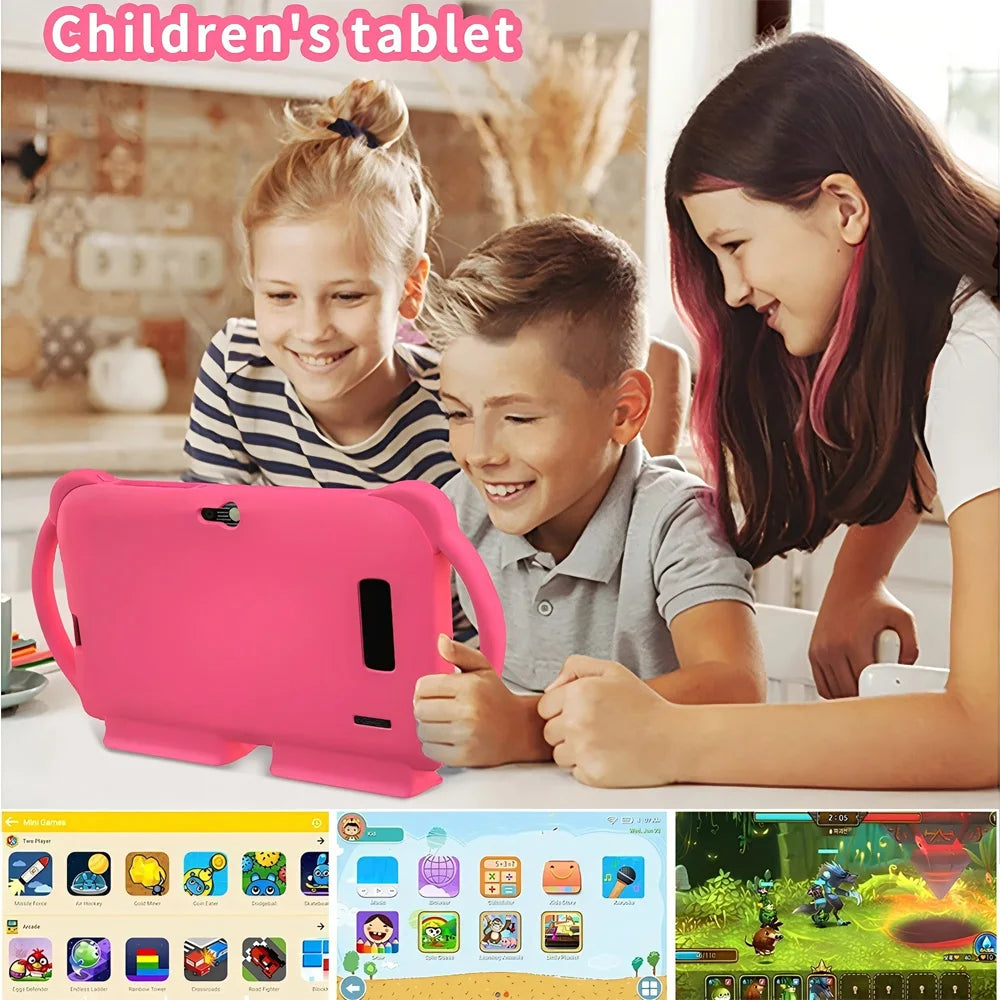 New 5G WIFI 7-inch Children's Tablet 4GB+64GB ROM Mini Pad Quad Core Dual Cameras, Kids-Proof protective Case Tablets Android 13