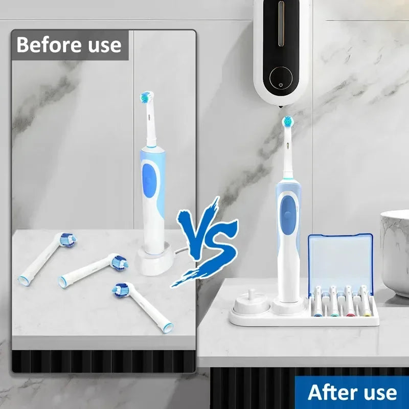 Toothbrush Holder Compatible with Qral-B Electric Toothbrushes Holder for 4 Push Brushes Bathroom Tool Charger Hole Charger Base
