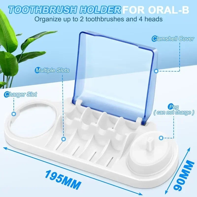 Toothbrush Holder Compatible with Qral-B Electric Toothbrushes Holder for 4 Push Brushes Bathroom Tool Charger Hole Charger Base