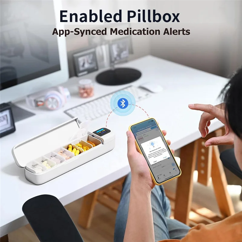 Smart Pill Organizer 7-Day Bluetooth Reminder with App & Alarm