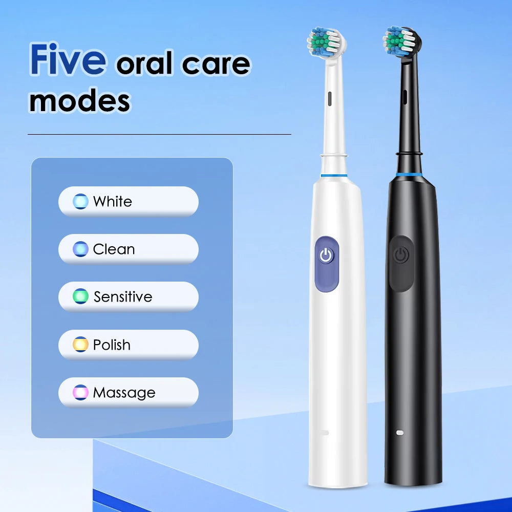 4 Brush Heads Rotating Electric Toothbrush with Holder for Adults Smart Timer Deep Clean with Rechargeable Tooth Brush