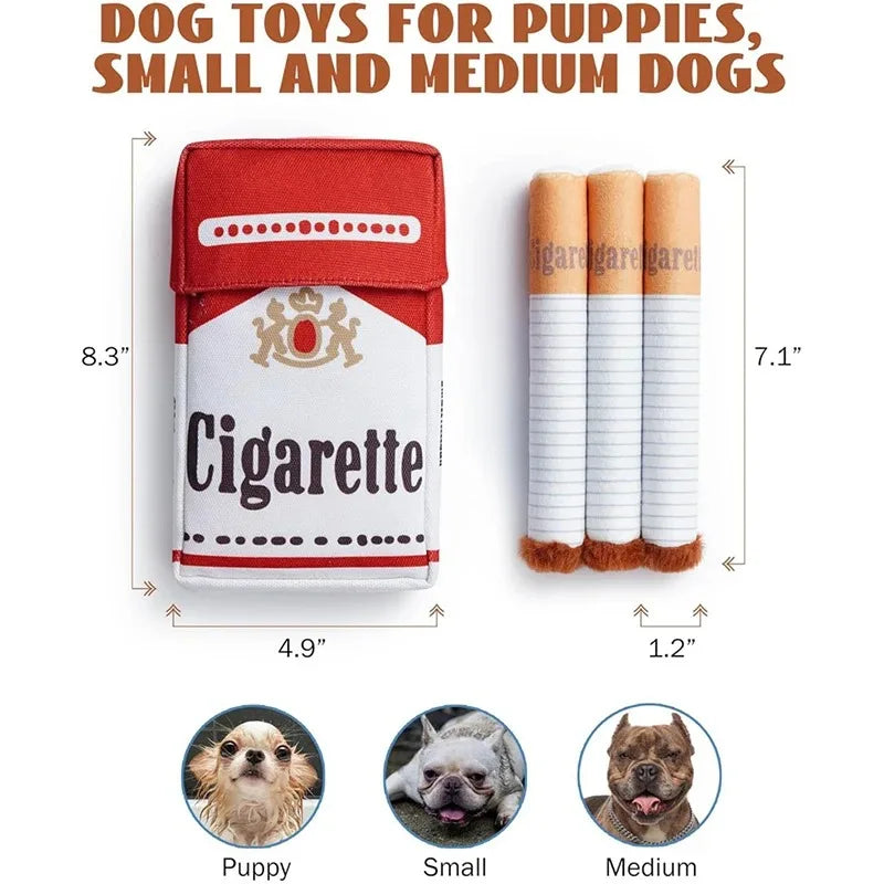 Cigarette Interactive Giggles Dog Toys, Funny Plush Chewing Toy with Squeaking Sound ,Dog Toy Box Gift