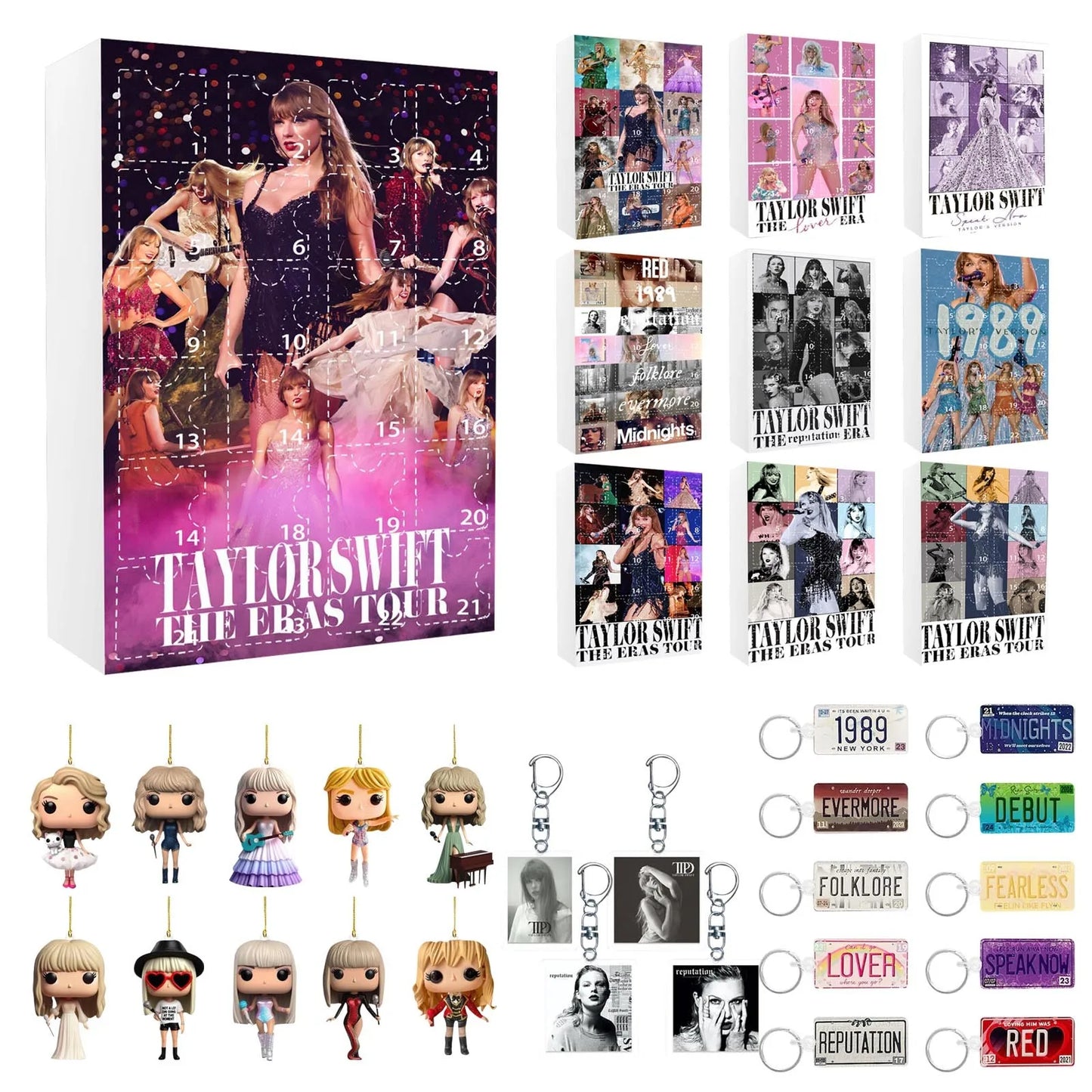 Christmas Advent Calendar, Contains 24 Christmas Acrylic Decoration With Surprise Pedants Collectible