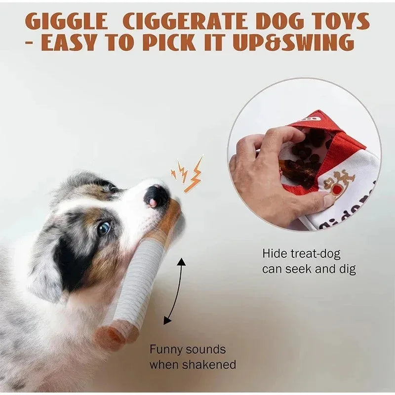 Cigarette Interactive Giggles Dog Toys, Funny Plush Chewing Toy with Squeaking Sound ,Dog Toy Box Gift