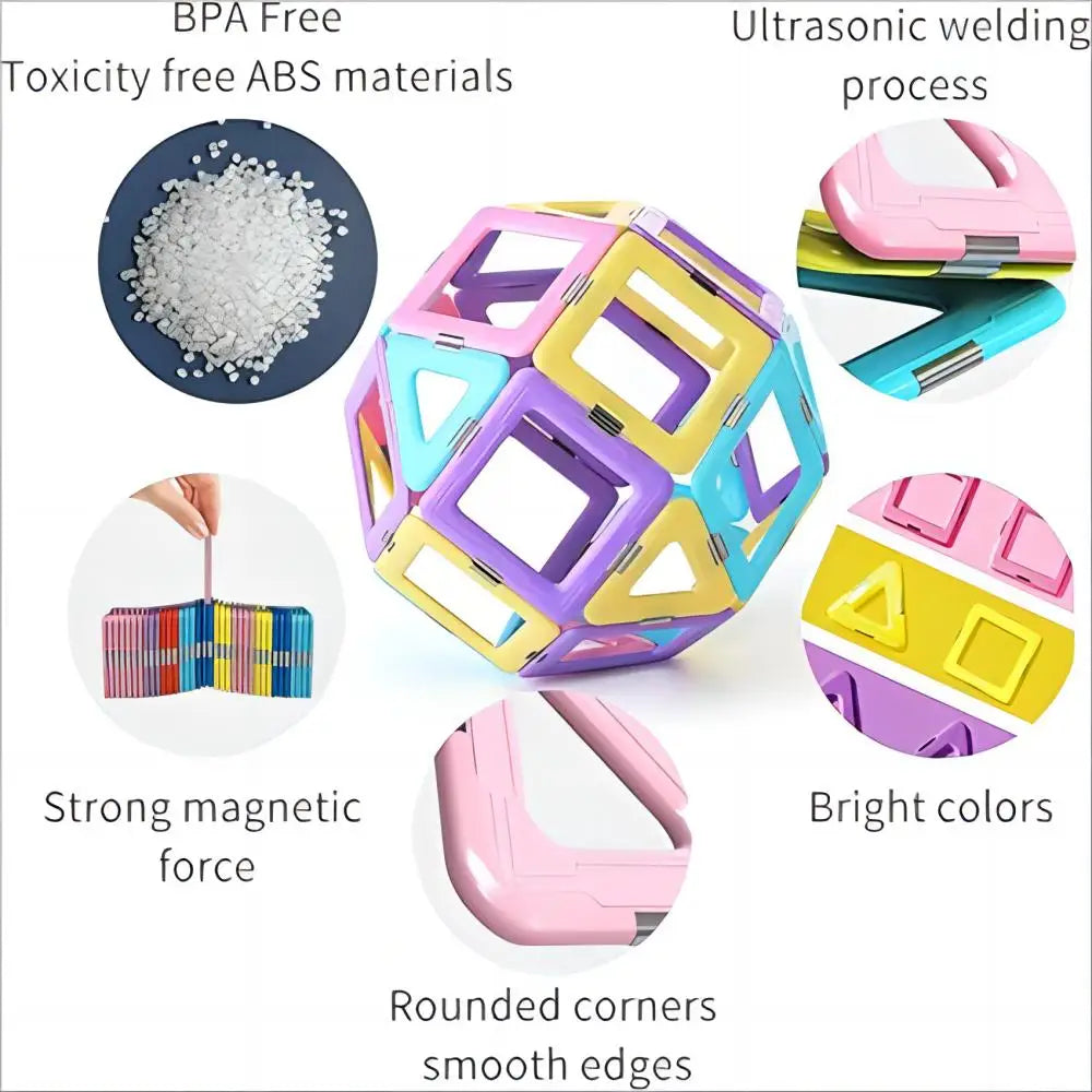 Magblock 90pcs Magnetic Building Blocks Set, Magnetic Tiles Construction Toys for 3-8 Years Kids, Educational Learning Toys Gifts