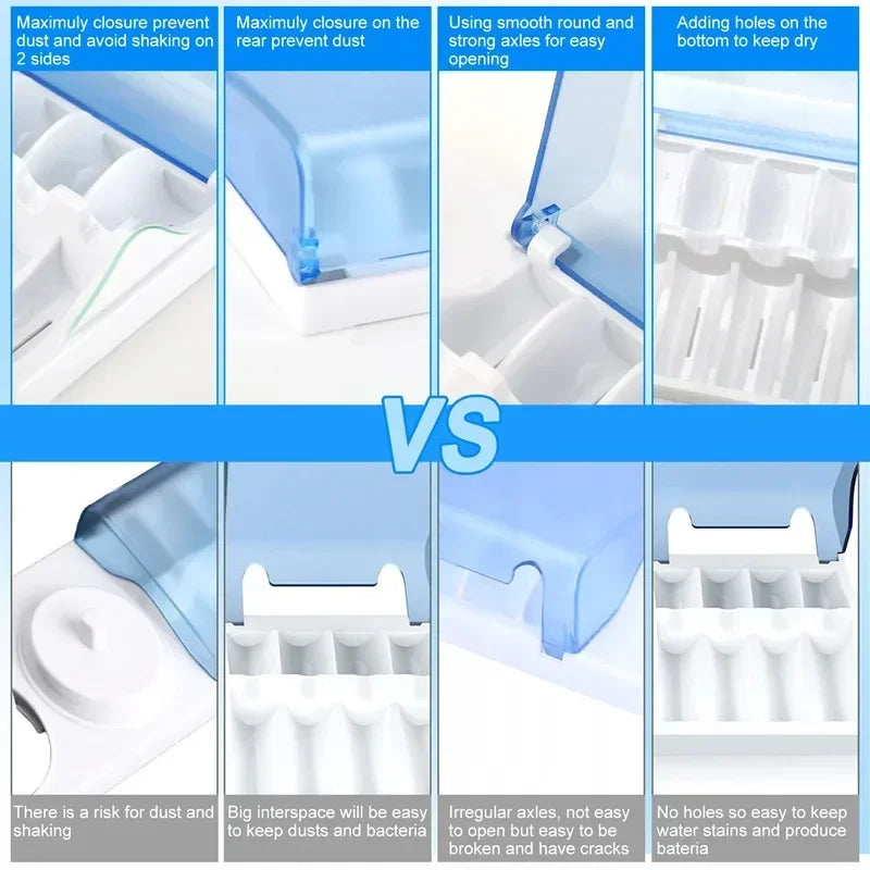 Toothbrush Holder Compatible with Qral-B Electric Toothbrushes Holder for 4 Push Brushes Bathroom Tool Charger Hole Charger Base