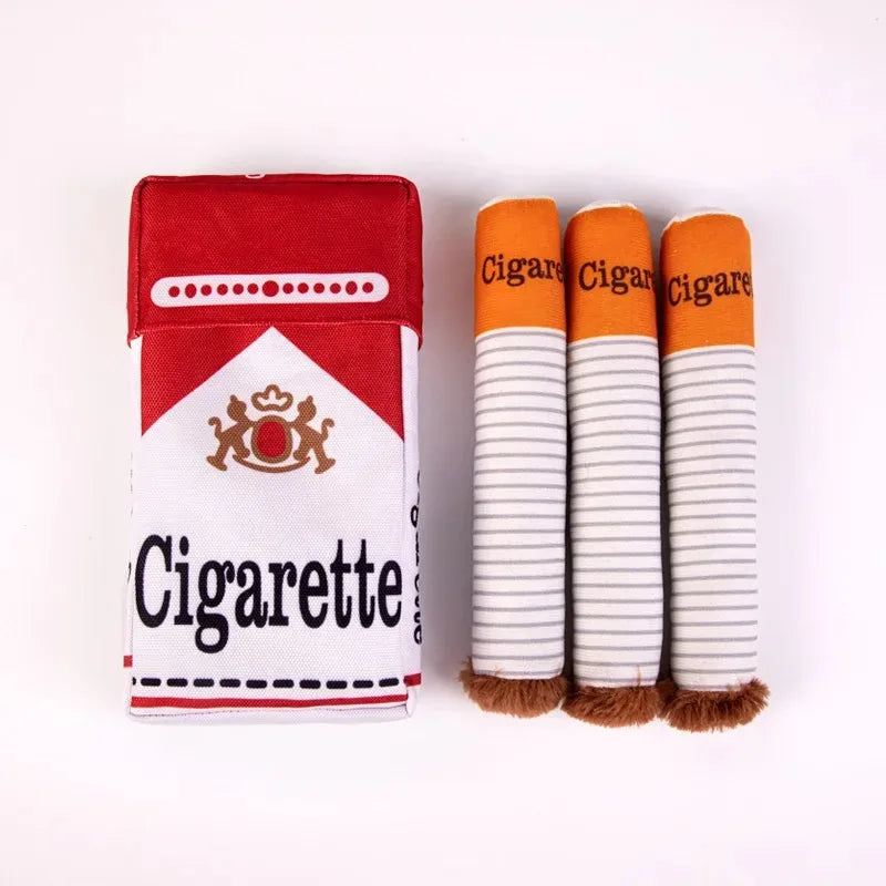 Cigarette Interactive Giggles Dog Toys, Funny Plush Chewing Toy with Squeaking Sound ,Dog Toy Box Gift