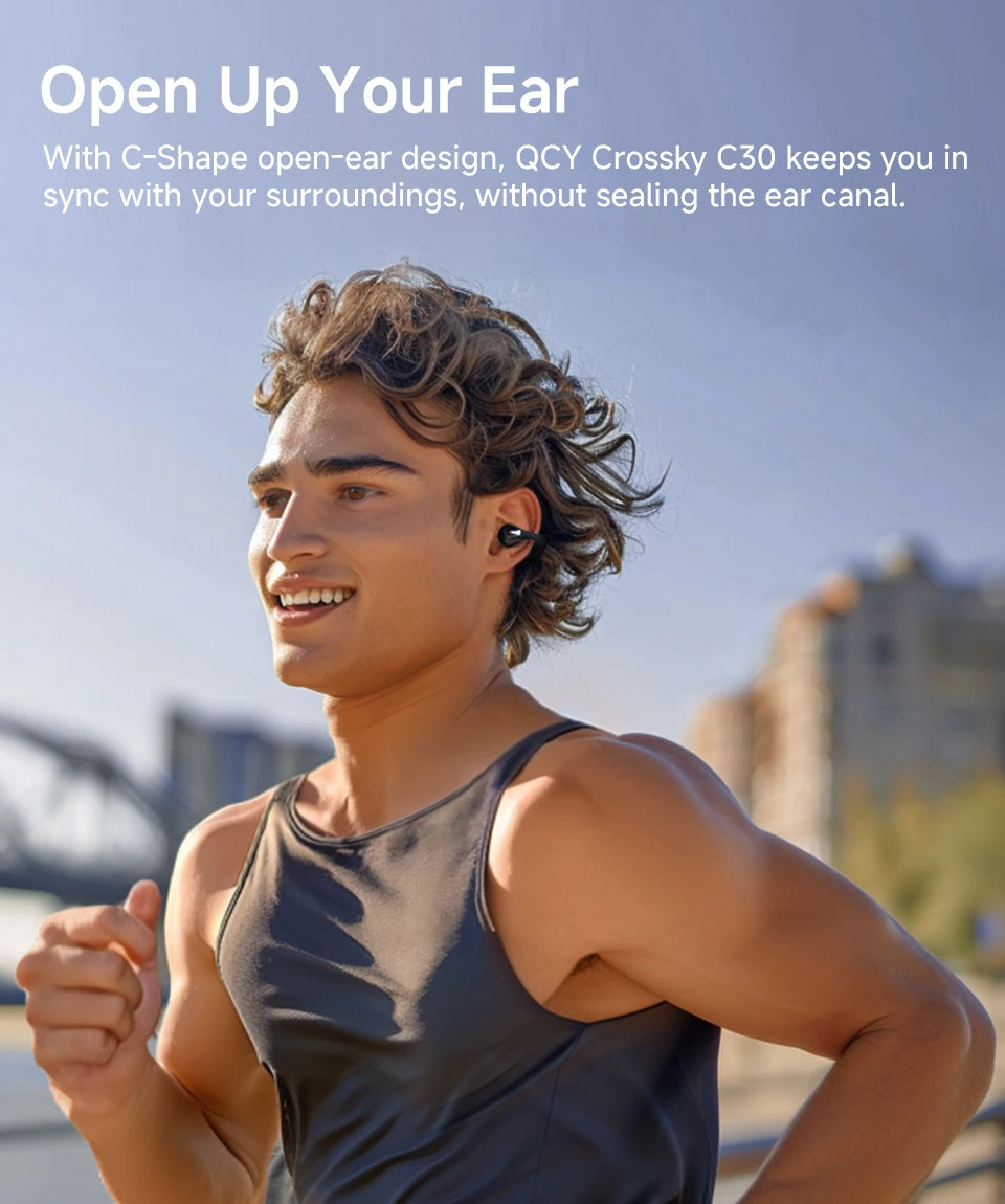 QCY Crossky C30 Bluetooth 5.4, Ear Clip Earbuds- Open- Ear, Dual-Connection