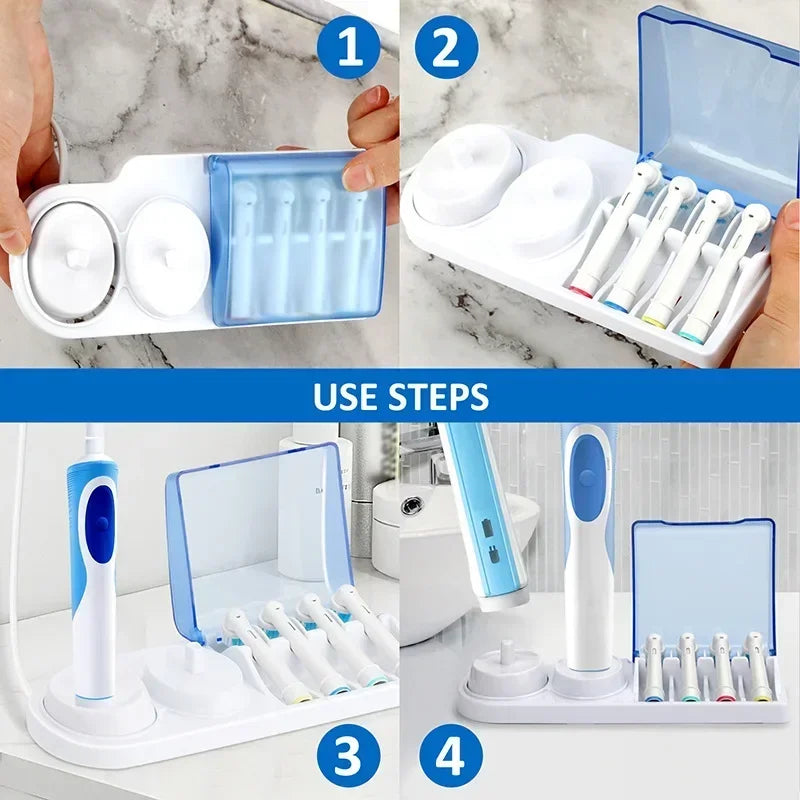 Toothbrush Holder Compatible with Qral-B Electric Toothbrushes Holder for 4 Push Brushes Bathroom Tool Charger Hole Charger Base