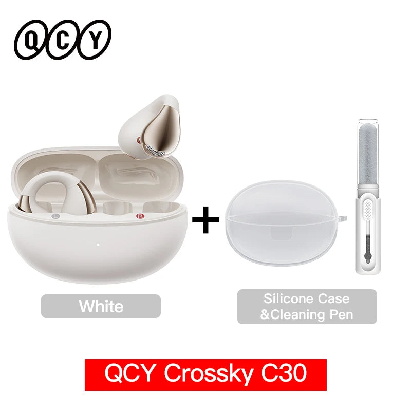 QCY Crossky C30 Bluetooth 5.4, Ear Clip Earbuds- Open- Ear, Dual-Connection
