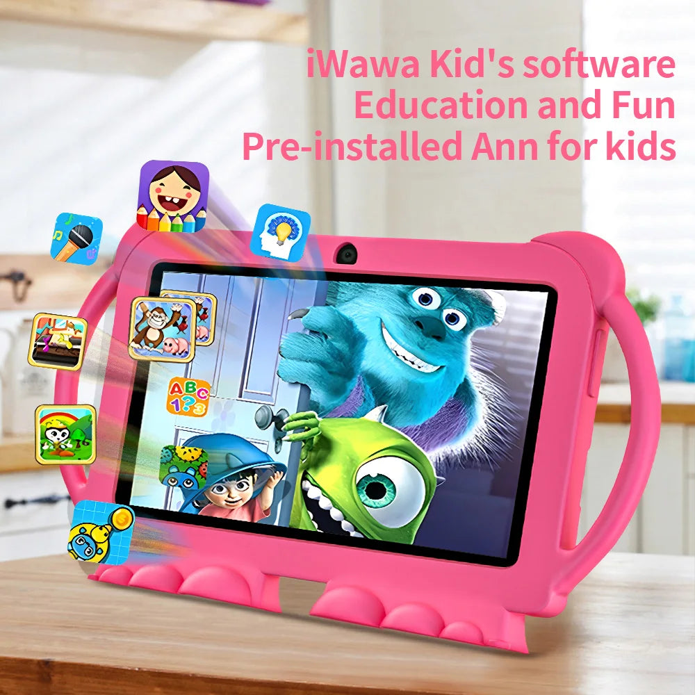 New 5G WIFI 7-inch Children's Tablet 4GB+64GB ROM Mini Pad Quad Core Dual Cameras, Kids-Proof protective Case Tablets Android 13