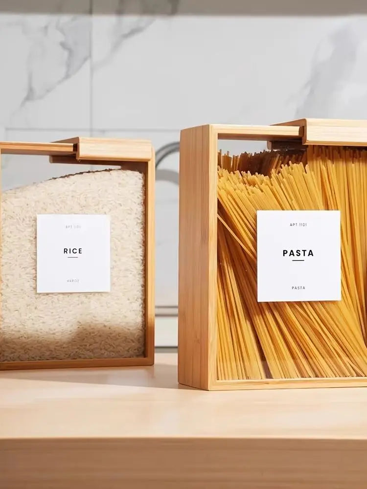 Bamboo Grain Storage Container – 101.44oz Leak-Proof Dispenser with Clear Lid