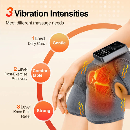 Rechargeable Heated and Vibration Knee Massager Electric 5 Levels Pad