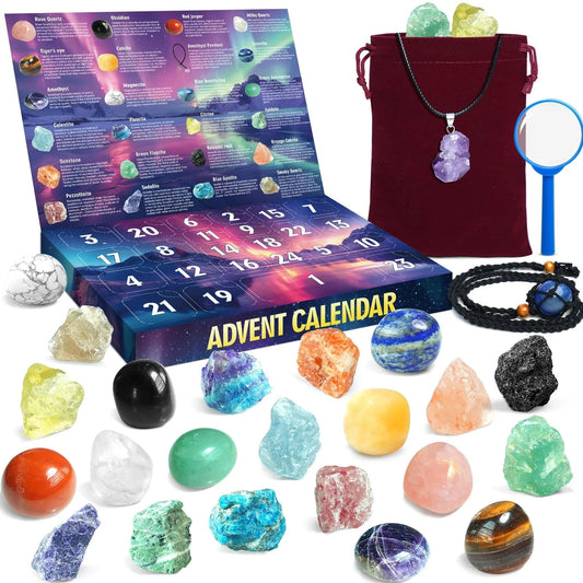 Christmas Advent Calendar Children's Crystal , 24 Day Christmas Countdown Calendar  Gemstone Gifts