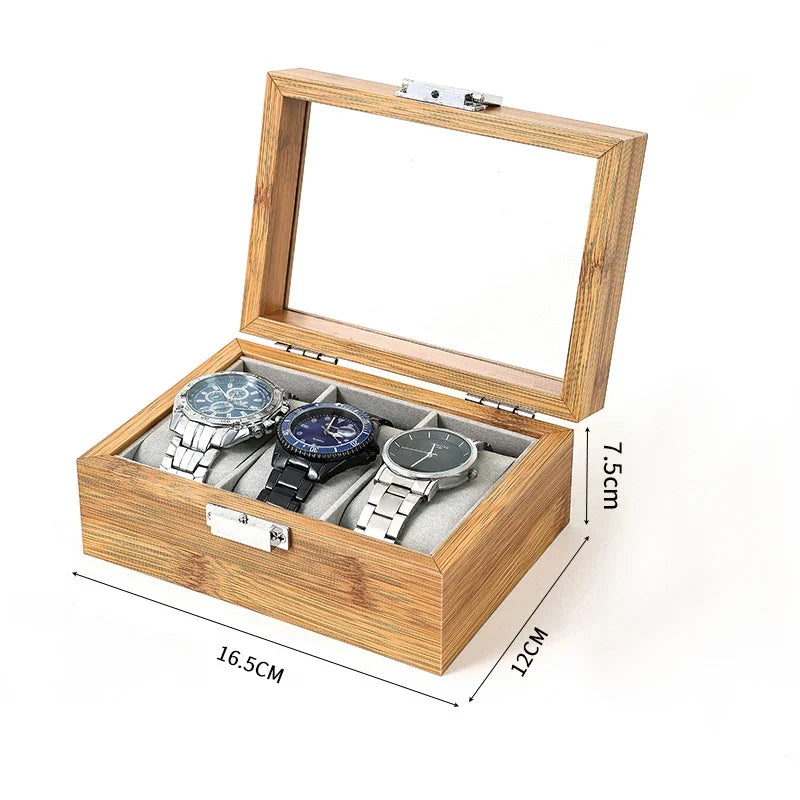 Handcrafted Bamboo Watch Organizer – Multi-Size Wooden Storage Case for 3–12 Watches