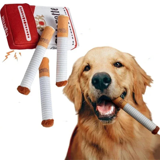 Cigarette Interactive Giggles Dog Toys, Funny Plush Chewing Toy with Squeaking Sound ,Dog Toy  Box Gift